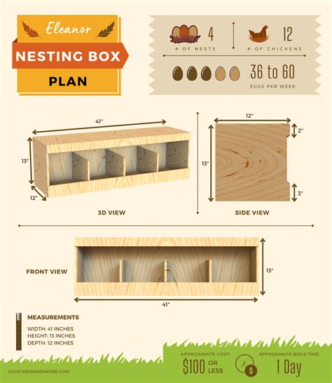 standard size chicken nesting box